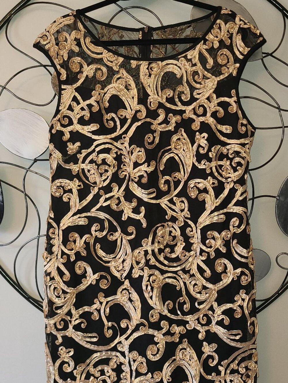 Laura Black & Gold Dress - Sz. 14